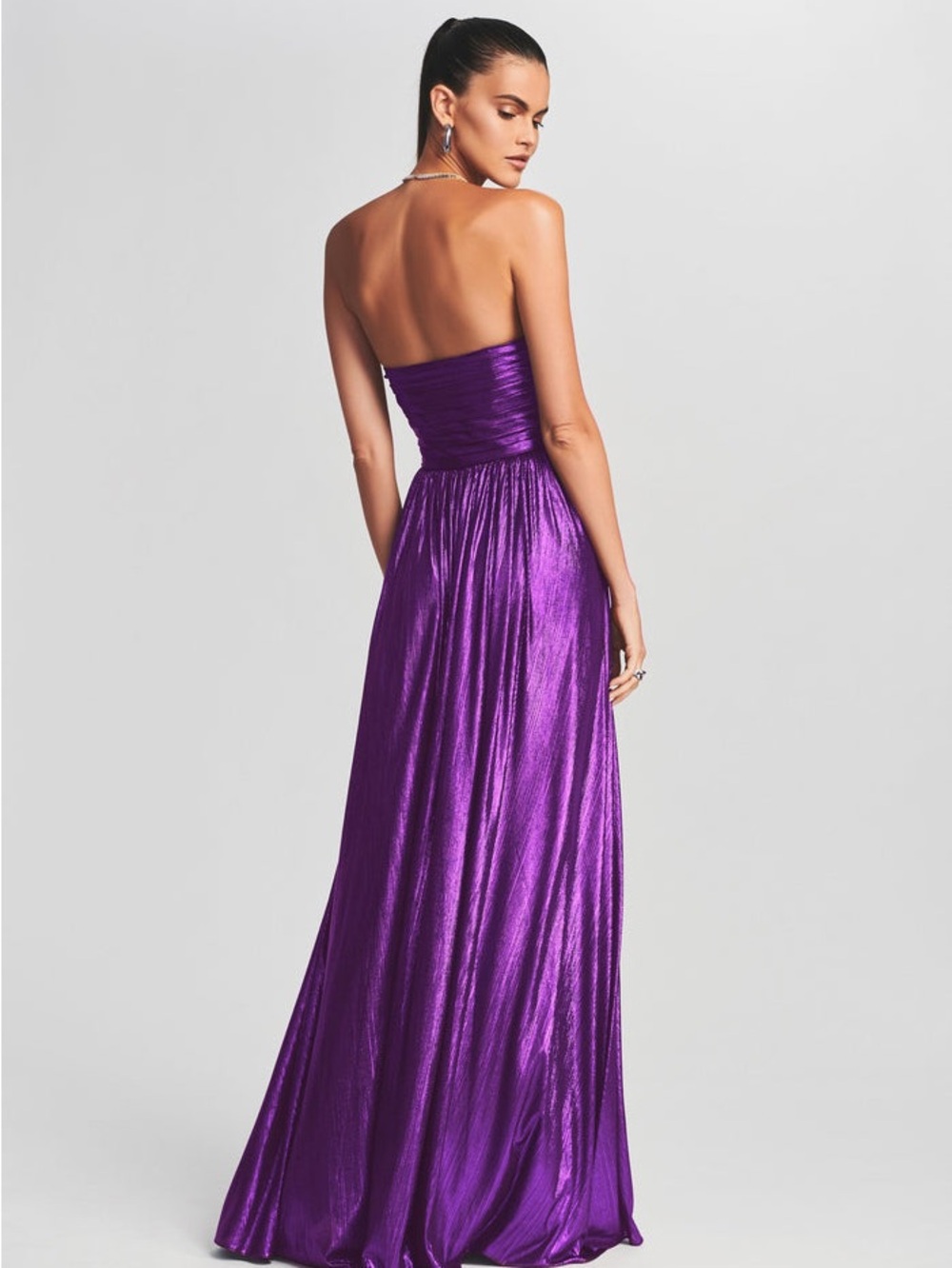 Retrofête Waldorf Formal Strapless Gown in Metallic Purple - size Small - Picture 2 of 8